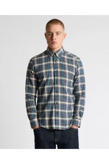 Slim Fit Cotton Check Shirt – Blue