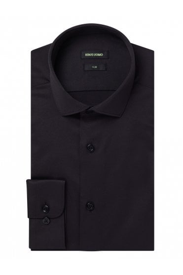 Slim Fit Cotton Stretch Shirt – Black