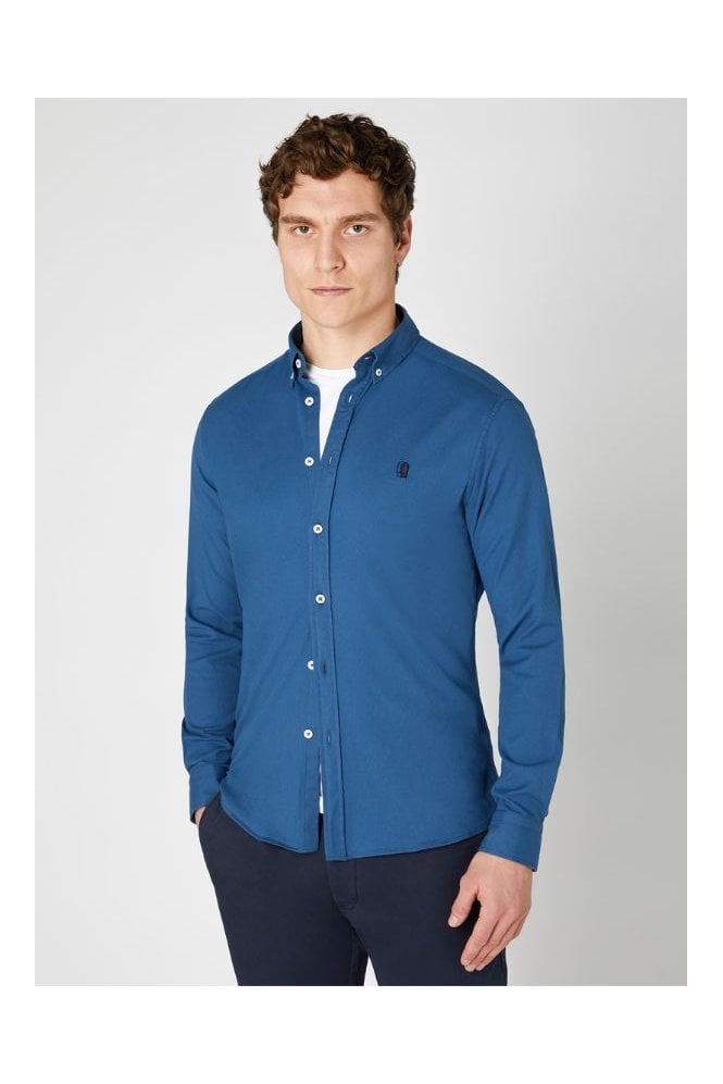 Slim Fit Cotton Stretch Shirt – Blue