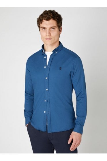 Slim Fit Cotton Stretch Shirt – Blue
