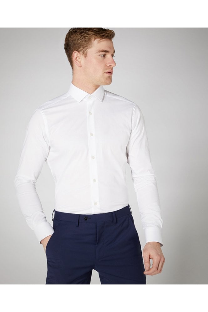 Slim Fit Cotton Stretch Shirt - White