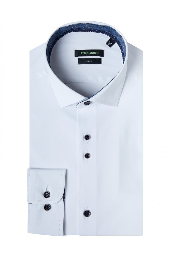 Slim Fit Cotton Stretch Shirt – White