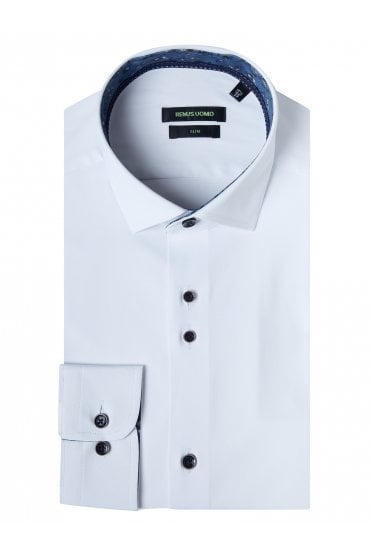 Slim Fit Cotton Stretch Shirt – White
