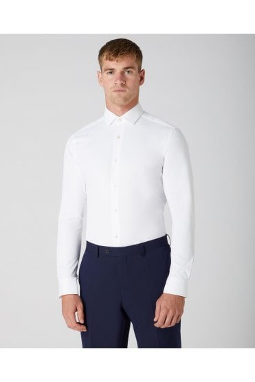 Slim Fit Cotton Stretch Shirt – White