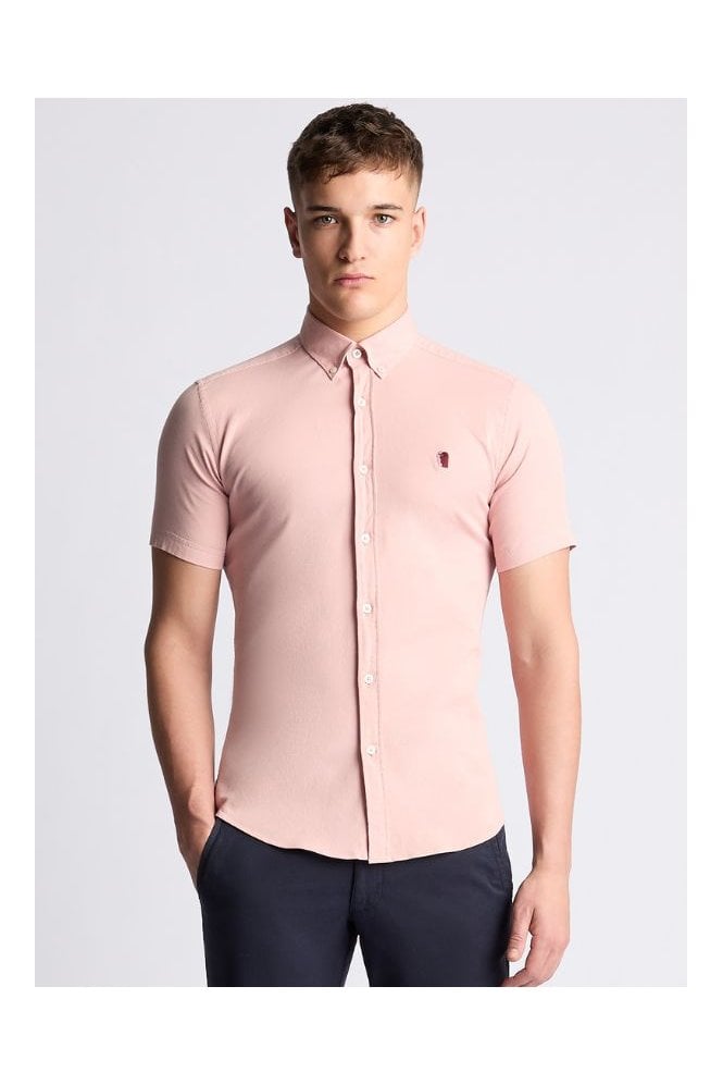 Slim Fit Cotton Stretch Short Sleeve Shirt – Pink