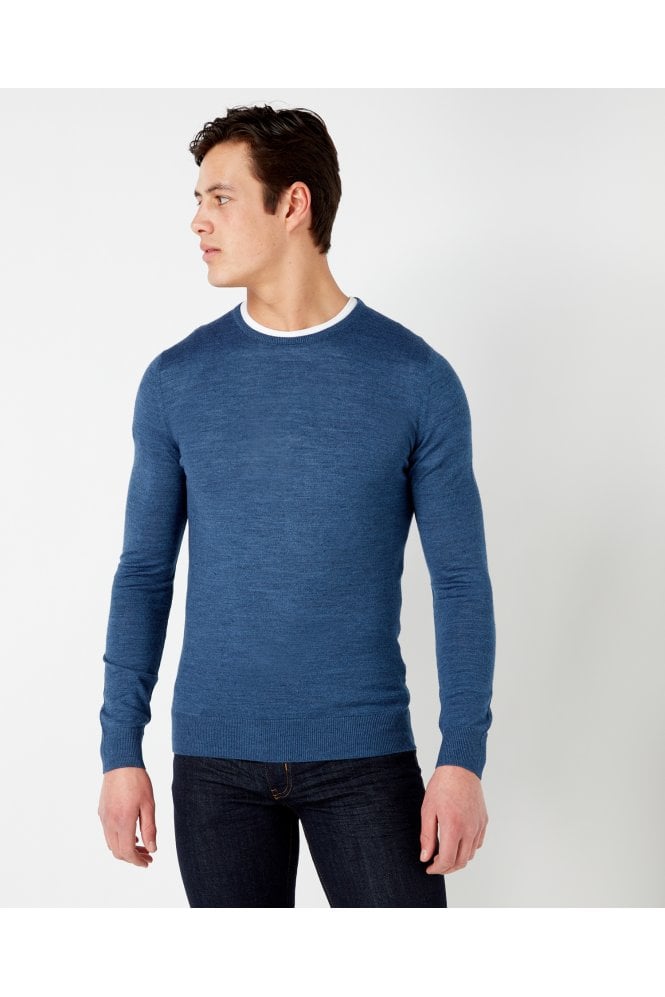 Slim Fit Crew Neck Sweater - Blue