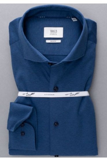 Slim Fit Long Sleeve Jersey Shirt – Blue
