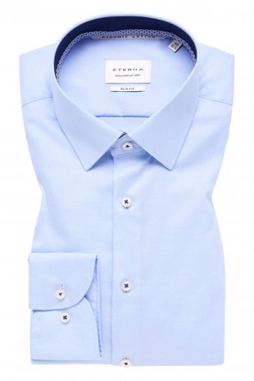 Slim Fit Long Sleeve Plain Shirt – Light Blue