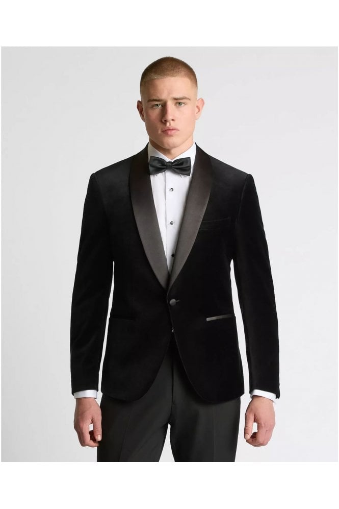 Slim Fit Velvet Dinner Jacket – Black