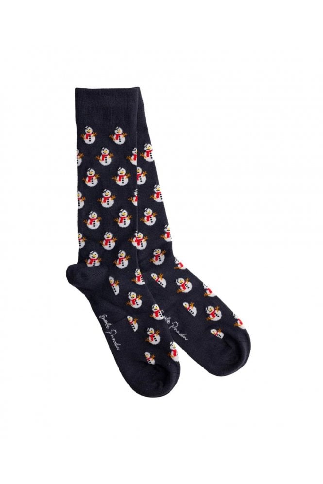 Snowman Bamboo Socks – Navy