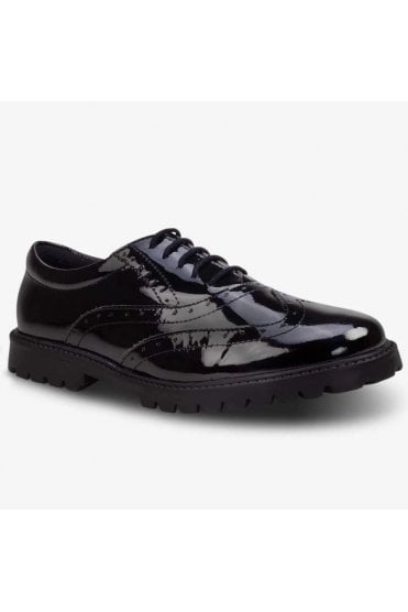 Sophia Chunky Sole Lace Up Leather Brogue – Black Patent