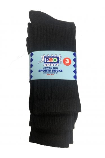 Sports Boys Socks 3PK - Black
