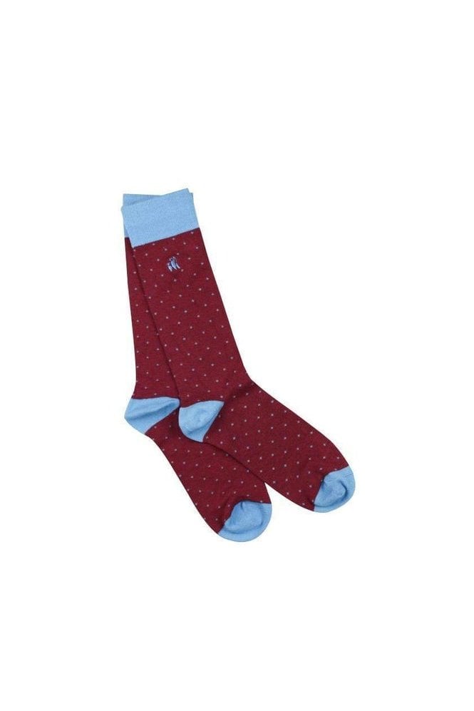 Spotted Bamboo Socks - Burgundy