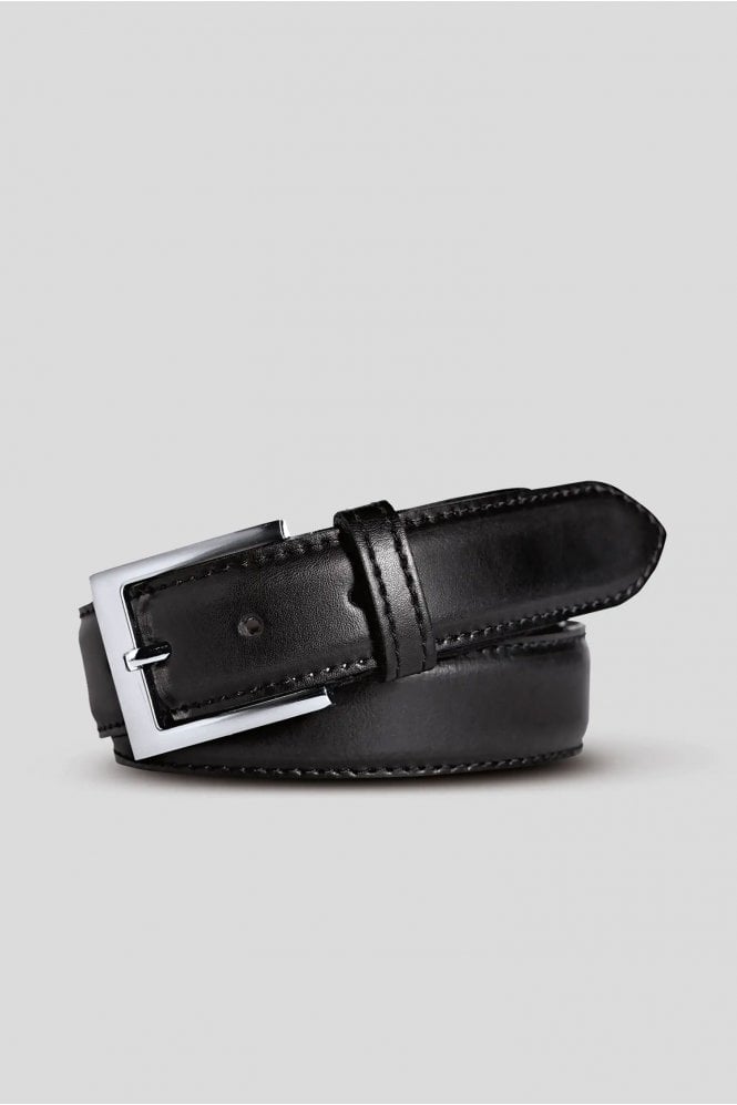 Stretch Leather Belt - Black