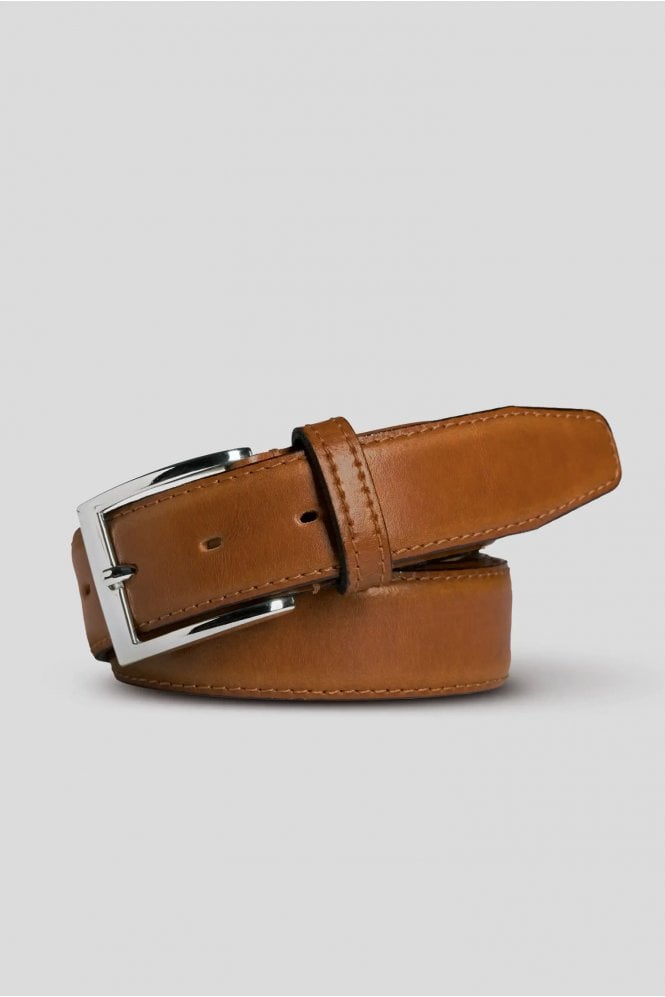 Stretch Leather Belt - Camel