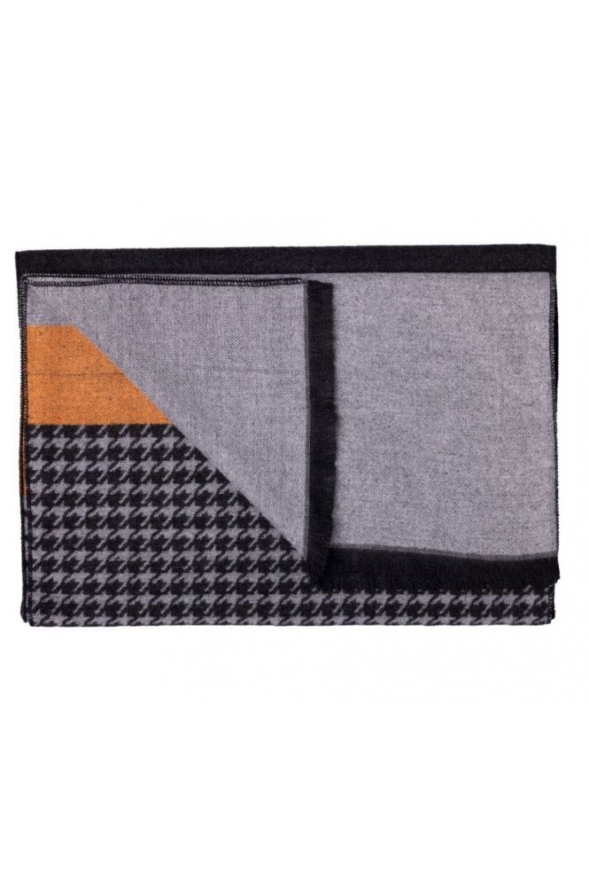 Stripe & Houndstooth Bamboo Scarf – Grey