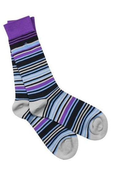 Striped Bamboo Socks - Purple / Blue