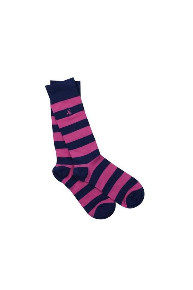 Striped Bamboo Socks - Rich Pink