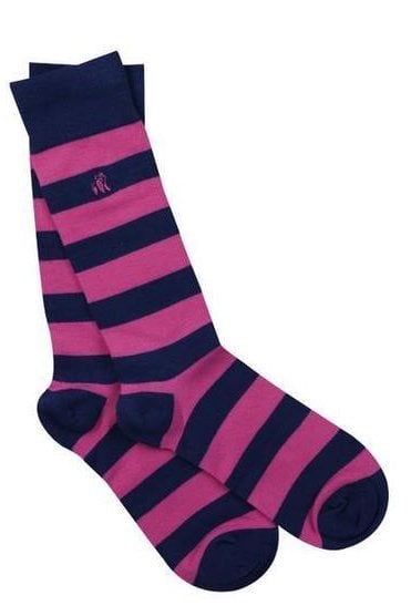 Striped Bamboo Socks - Rich Pink