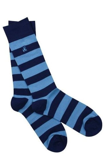 Striped Bamboo Socks - Sky Blue