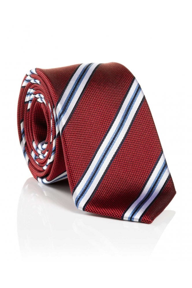 Striped Pattern Silk Tie – Red