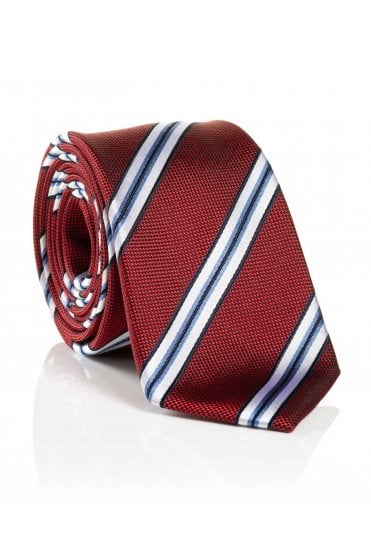 Striped Pattern Silk Tie – Red
