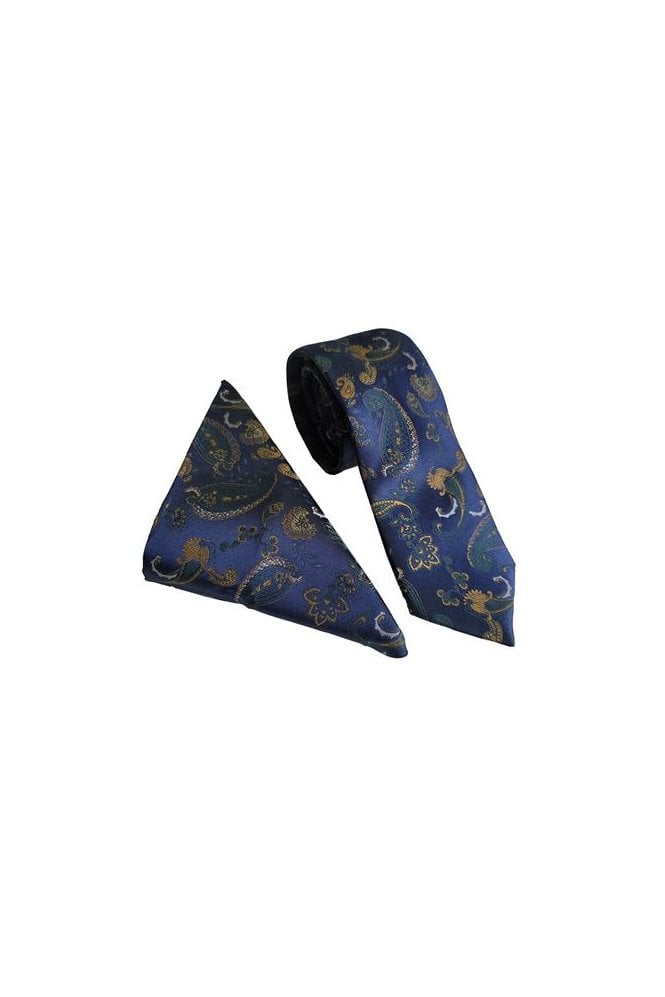 Strong Paisley Tie Set – Navy/Green
