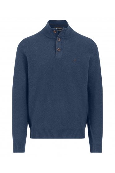 Structure Cotton Troyer Button Sweater – Night