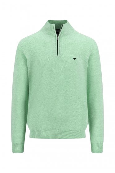 Structure Cotton Troyer Zip Sweater – Turf Green