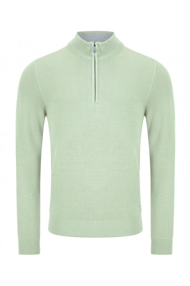 Structured Knit 1/4 Zip Sweater – Light Green