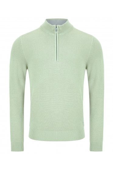 Structured Knit 1/4 Zip Sweater – Light Green