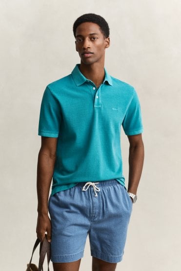 Sunfaded Polo Shirt - Aqua Blue