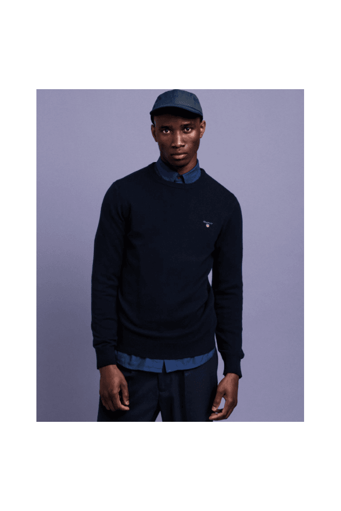 Super Fine Lambswool Crew Sweater - Marine