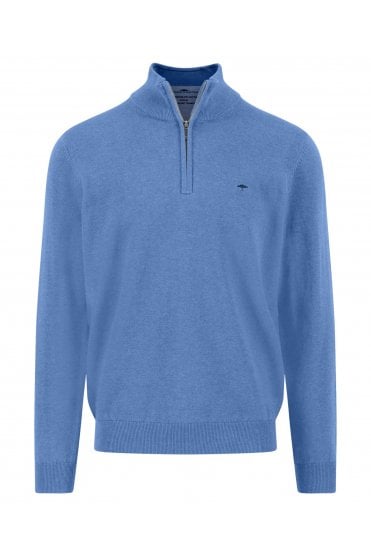 Superfine Troyer Zip Sweater – Crystal Blue