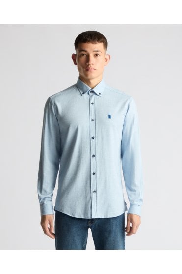 Tapered Fit Brushed Cotton Shirt – Sky Blue