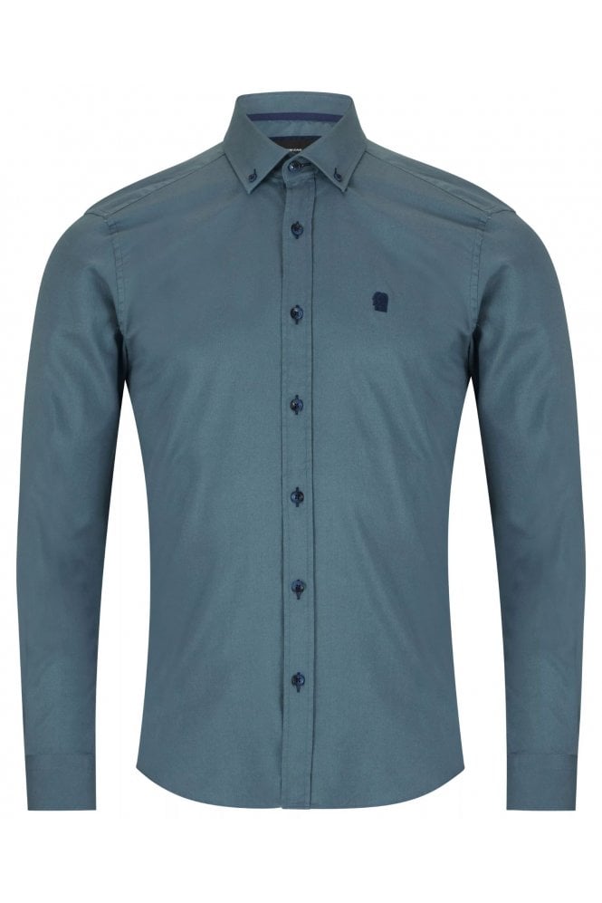 Tapered Fit Cotton Shirt – Blue