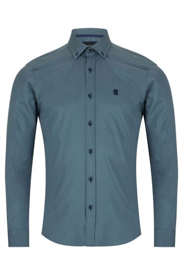 Tapered Fit Cotton Shirt – Blue