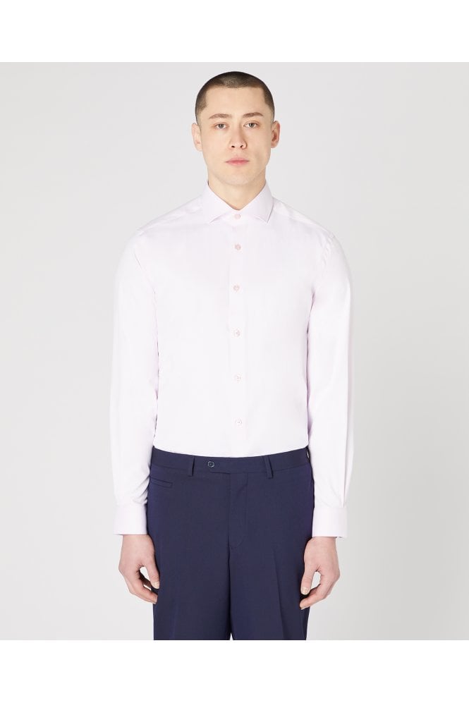 Tapered Fit Cotton Stretch Shirt – Light Pink