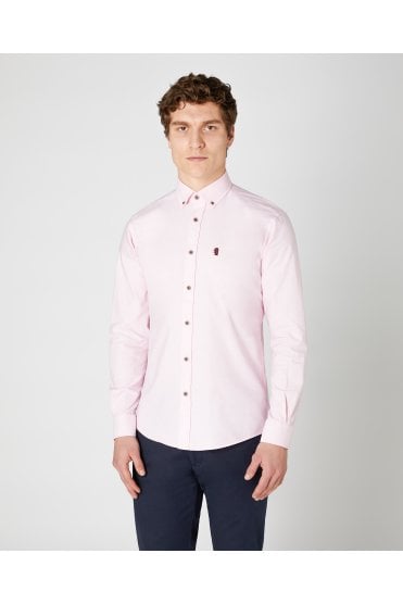 Tapered Fit Oxford Cotton Shirt - Light Pink