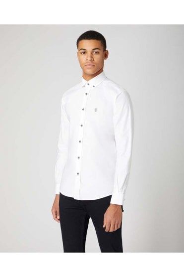 Tapered Fit Oxford Cotton Shirt - White