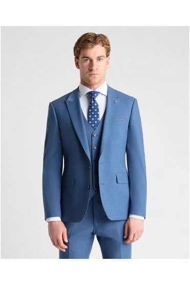 Tapered Fit Peak Lapel Suit Jacket – Blue