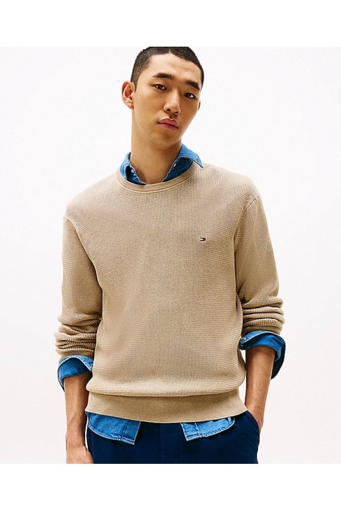 Textured Crew Neck Jumper – Sandalwood Heather
