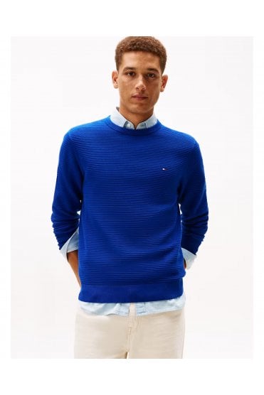 Textured Knit Crew Neck Jumper – Bold Blue