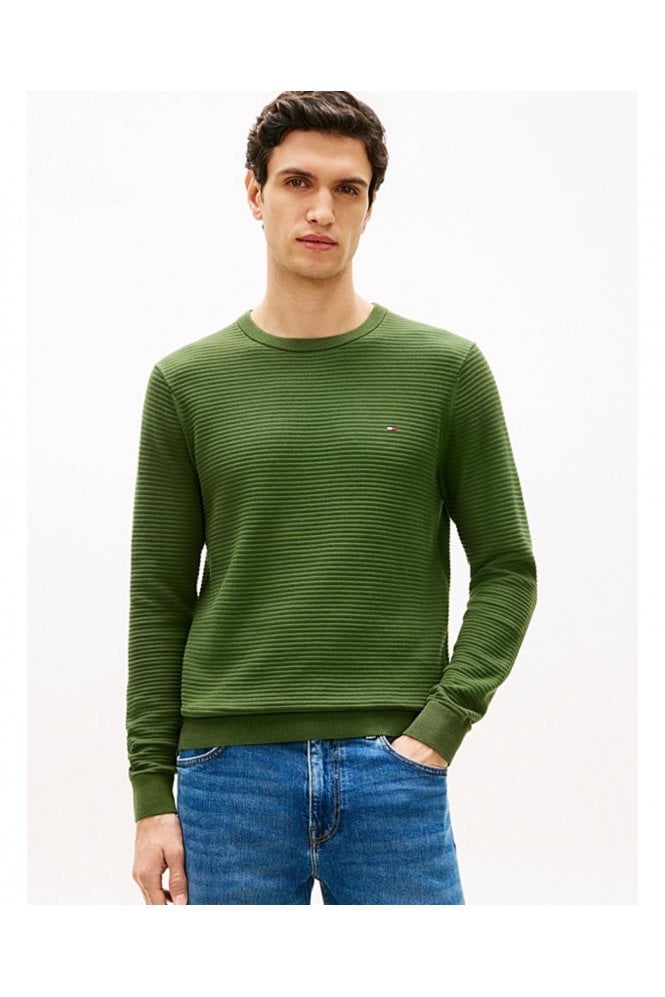 Textured Knit Crew Neck Jumper – Mountain Pine