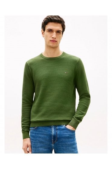 Textured Knit Crew Neck Jumper – Mountain Pine