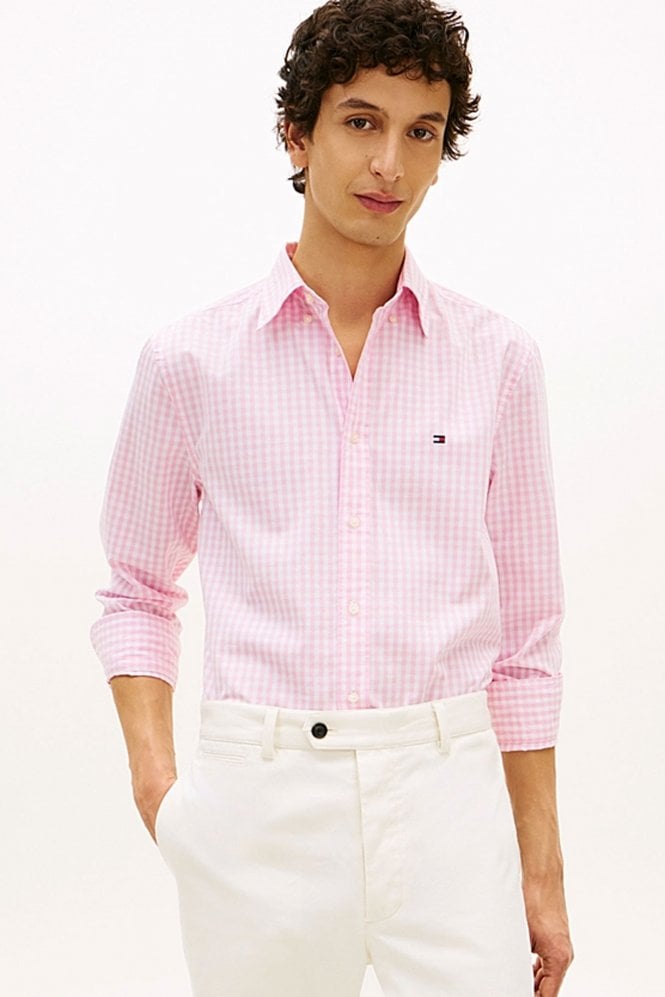 TH Flex Regular Fit Gingham Check Poplin Shirt - Classic Pink / Check