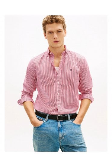 TH Flex Regular Fit Stripe Shirt – Medium Red Stripe