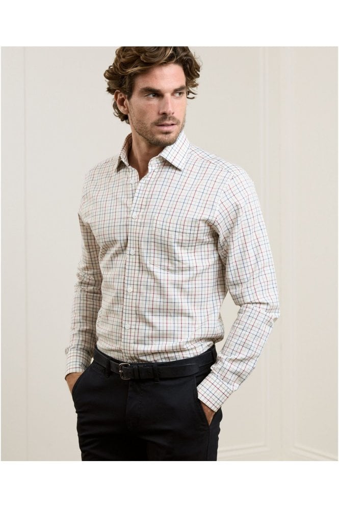 Tullagh Tattersall Check Shirt – Cream / Navy