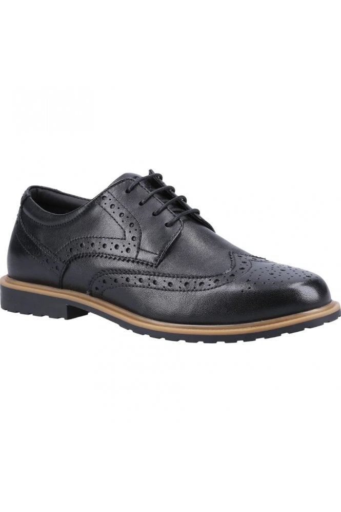Verity Lace Up Brogue Leather Shoes - Black/Tan