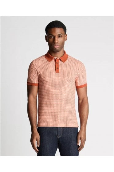 Weave Design Stretch Polo Shirt – Dark Orange